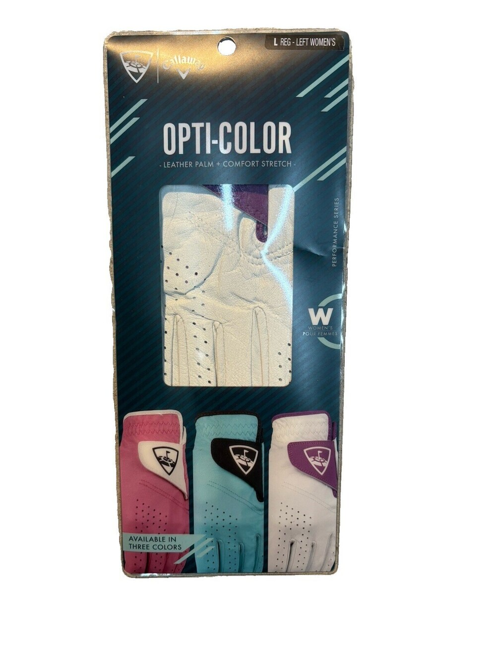 (A2) Callaway Opti-Color Golf Glove White Purple 100% Leather NEW 5319626